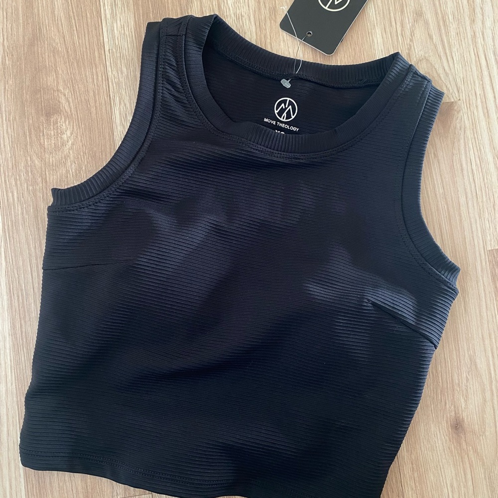 Black Ribbed Activewear Top